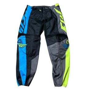 FLY RACING Men's MX Motocross Dirt Bike Pants Size 36 Blue Yellow BMX F-16 Race